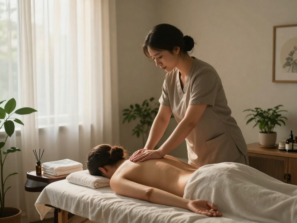 Enjoying 김포출장안마 in a tranquil home setting with a professional massage therapist providing relaxation.