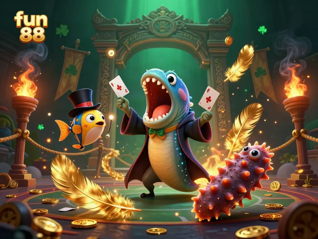 Experience fun 88 with an engaging underwater casino magic scene featuring vibrant characters and elements.