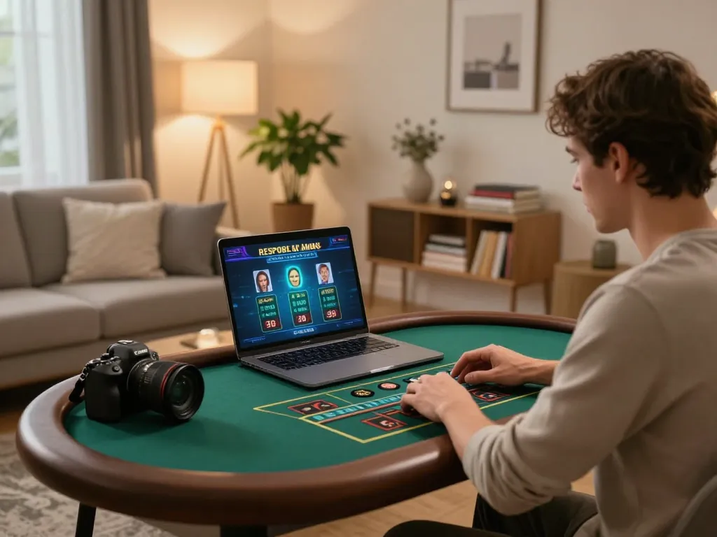 Engaging home gaming scene at https://tr88.bio/ with a player focused on online casino gameplay.