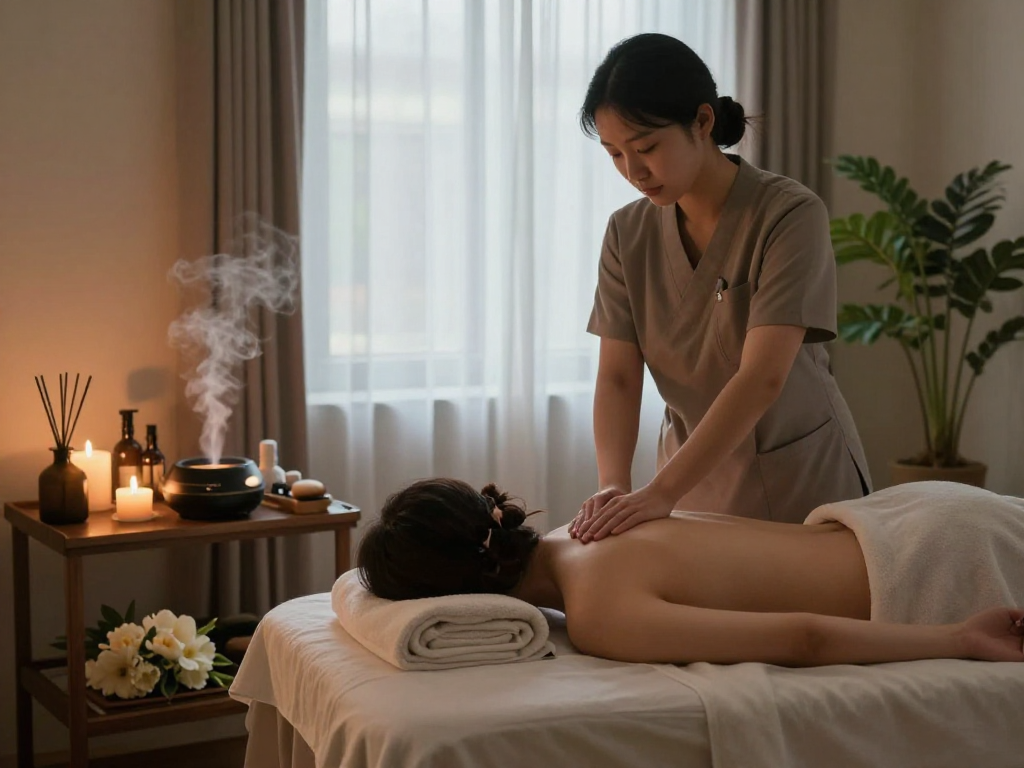 Experience a rejuvenating 강서구출장안마 massage in a serene spa environment with calming elements.