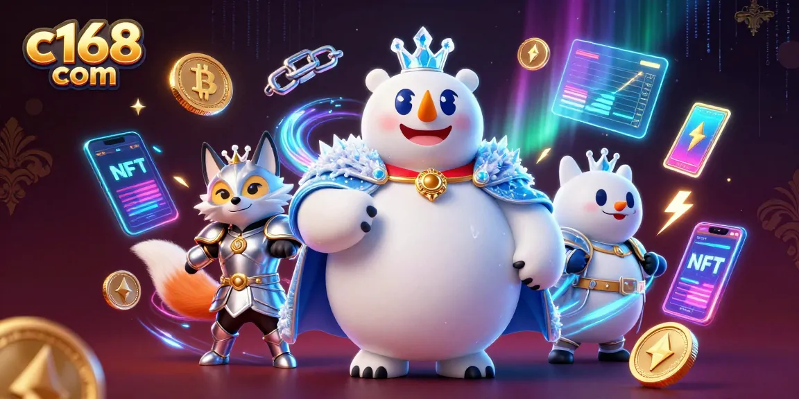 Engage with the exciting world of c168 com as a regal polar bear and snow fox explore crypto casino treasures.